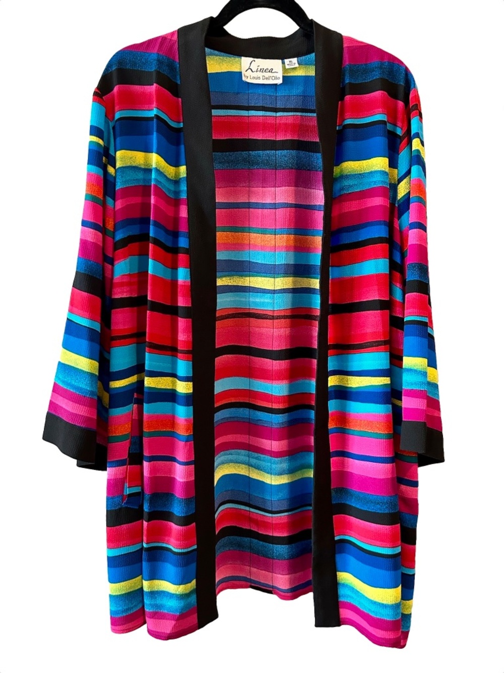 Linea by Louis Dell'Olio Printed Lightweight Kimono Cardigan - Multicolor - XL
